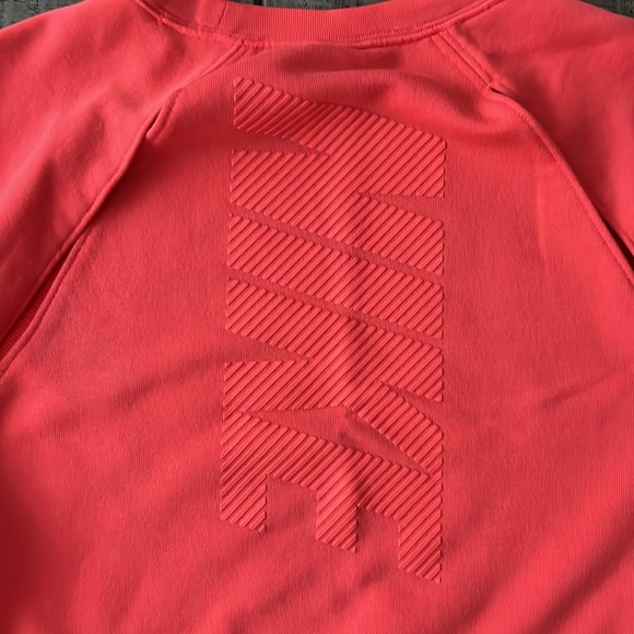 Nike Cropped Open Back Coral Orange Sweatshirt - Picture 2 of 8